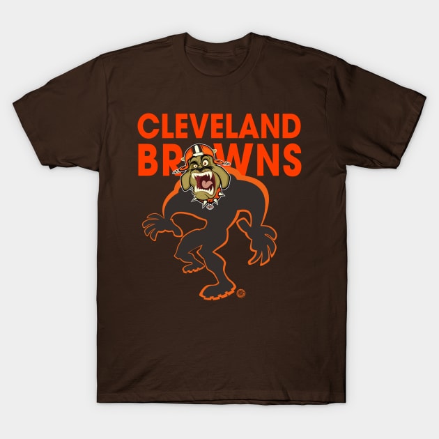 Cleveland Browns BullDawg Whoosh Growler 2 T-Shirt by Goin Ape Studios